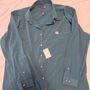 jf j.ferrar Men's Blue Casual Button-Down Shirt